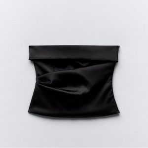 Strapless satin effect top